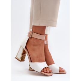 Sandalias Lacadas Tacón Alto Blanco Adrianu 4