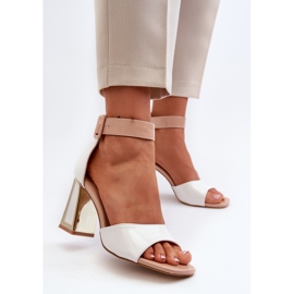 Sandalias Lacadas Tacón Alto Blanco Adrianu 5