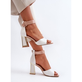 Sandalias Lacadas Tacón Alto Blanco Adrianu 2