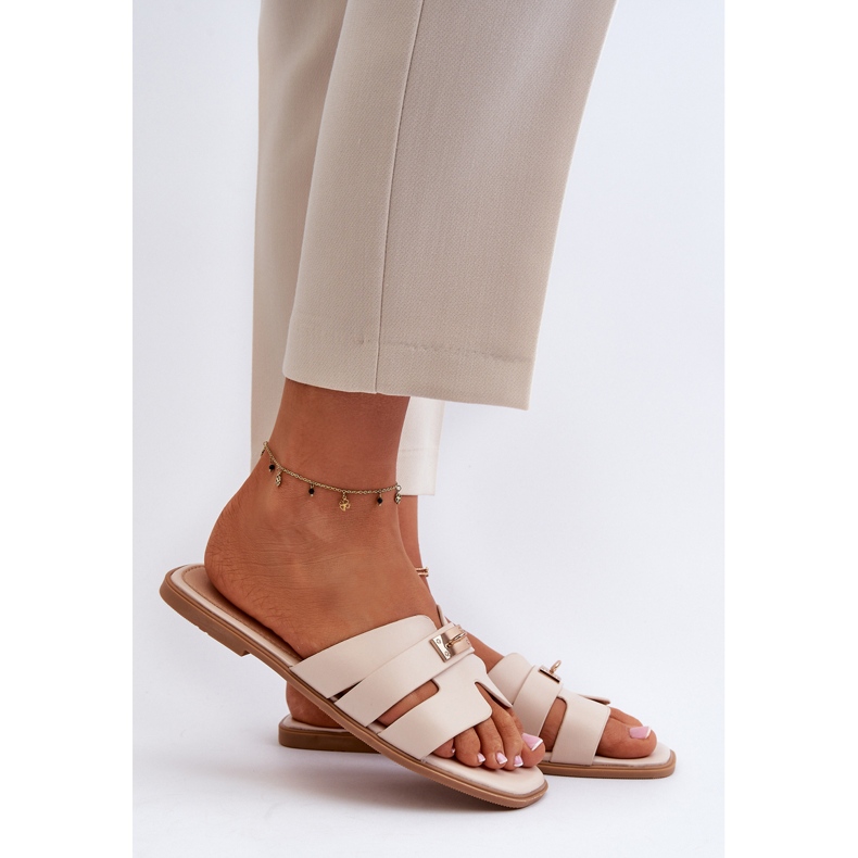 Chanclas Planas De Mujer Con Adorno Beige Kavinia 2
