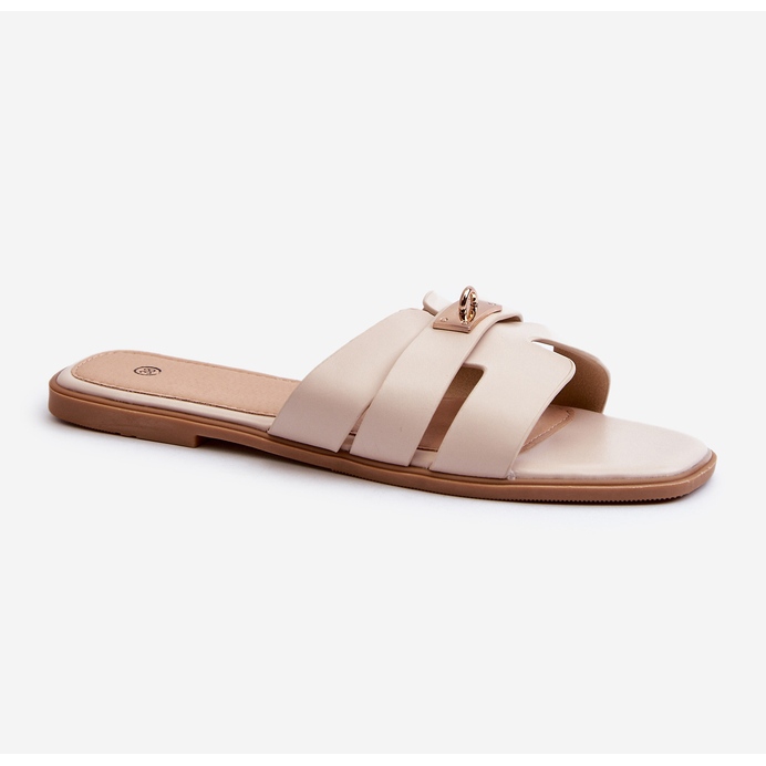 Chanclas Planas De Mujer Con Adorno Beige Kavinia 1