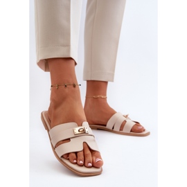 Chanclas Planas De Mujer Con Adorno Beige Kavinia 3