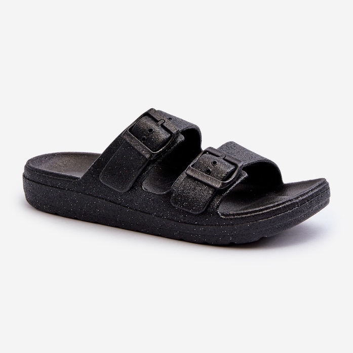 Chanclas de mujer con purpurina, Negro Brianella 1