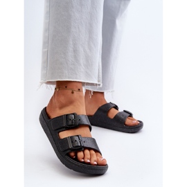 Chanclas de mujer con purpurina, Negro Brianella 3