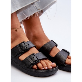 Chanclas de mujer con purpurina, Negro Brianella 6