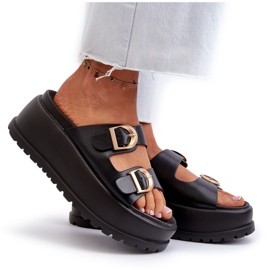 Chanclas de mujer con plataforma enorme negro Miilena 10