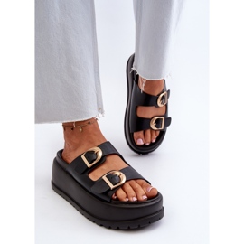 Chanclas de mujer con plataforma enorme negro Miilena 5