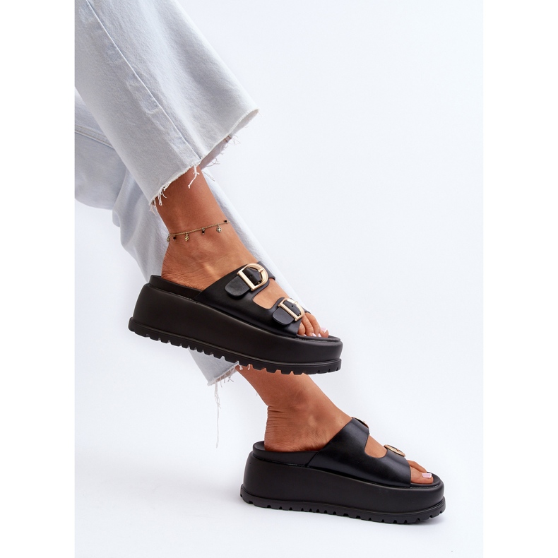 Chanclas de mujer con plataforma enorme negro Miilena 1