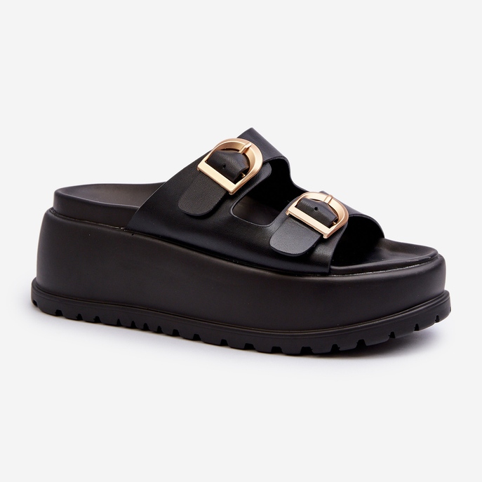 Chanclas de mujer con plataforma enorme negro Miilena 2