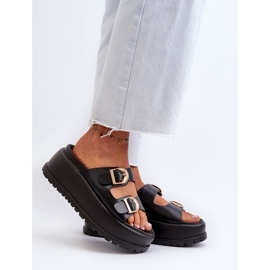 Chanclas de mujer con plataforma enorme negro Miilena 3