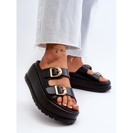 Chanclas de mujer con plataforma enorme negro Miilena 4