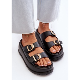 Chanclas de mujer con plataforma enorme negro Miilena 7