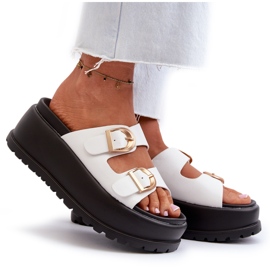 Chanclas De Mujer Con Plataforma Enorme, Blanco Mililena 9
