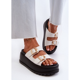 Chanclas De Mujer Con Plataforma Enorme, Blanco Mililena 4