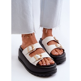 Chanclas De Mujer Con Plataforma Enorme, Blanco Mililena 7