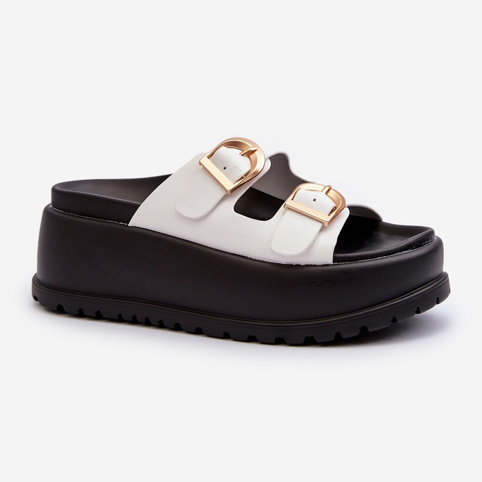 Chanclas De Mujer Con Plataforma Enorme, Blanco Mililena 1