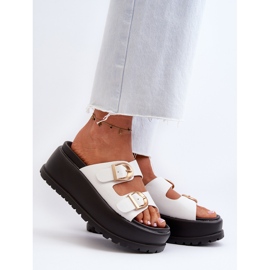 Chanclas De Mujer Con Plataforma Enorme, Blanco Mililena 2