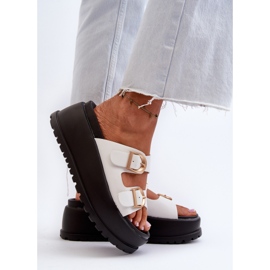 Chanclas De Mujer Con Plataforma Enorme, Blanco Mililena 5
