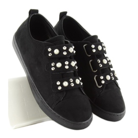 Deportivas con perlas negras l1078 negro 4