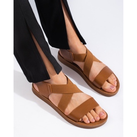 Sandalias slip-on de mujer color camel marrón 1 Sandalias slip-on de mujer color camel marrón 1