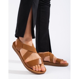 Sandalias slip-on de mujer color camel marrón 3