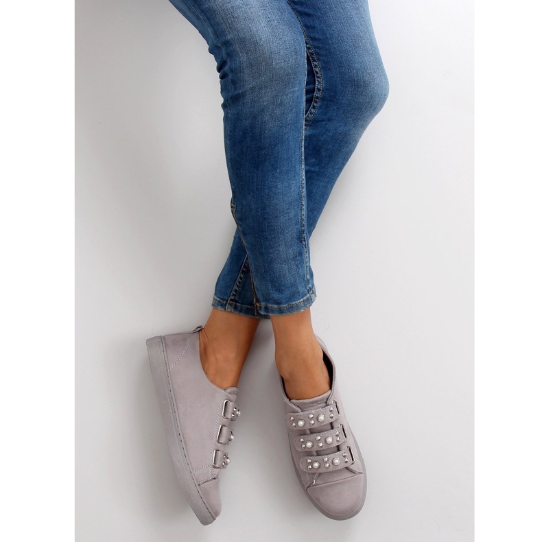 Deportivas con perlas l1078 Gris 1 Deportivas con perlas l1078 Gris 1