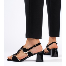 Goodin Sandalias de mujer negras con hebilla. negro 4