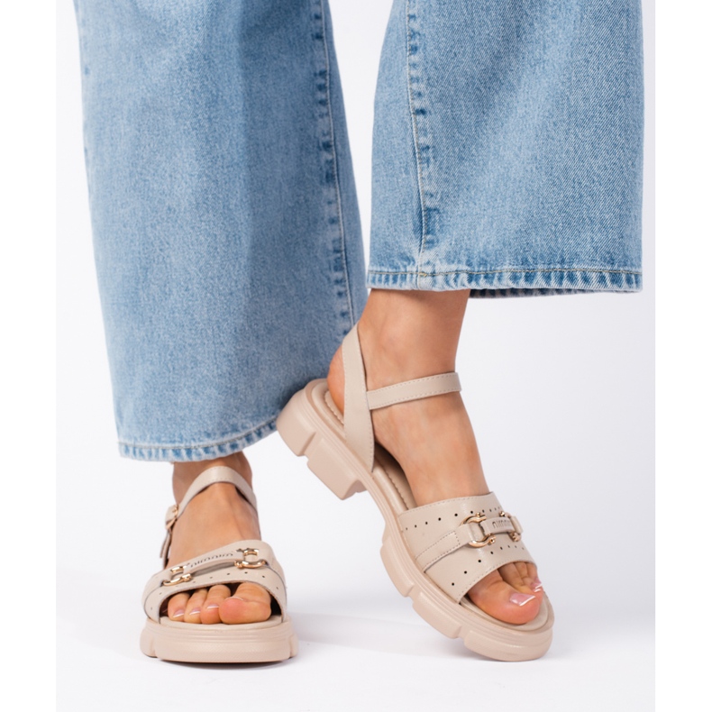 Goodin Sandalias mujer piel beige 2