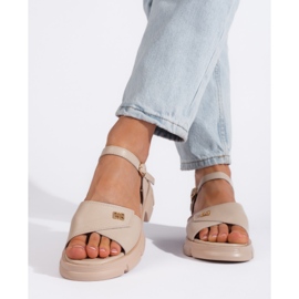 Goodin Sandalias mujer cómodas piel beige 2