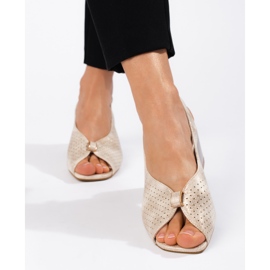 Goodin Elegantes sandalias doradas de tacón dorado 3