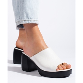 Goodin Chanclas de mujer blancas con tacón blanco 1 Goodin Chanclas de mujer blancas con tacón blanco 1