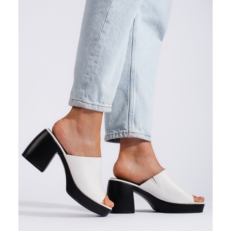 Goodin Chanclas de mujer blancas con tacón blanco 2 Goodin Chanclas de mujer blancas con tacón blanco 2