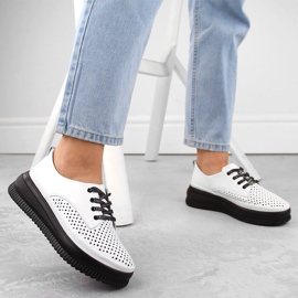 Zapatos mujer piel calados con plataforma, blanco Artiker 54C1708 2
