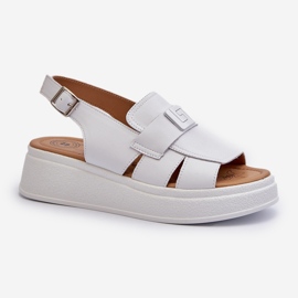 Sandalias Mujer Vivitellia De Piel Blanca Con Plataforma Y Cuña blanco 1