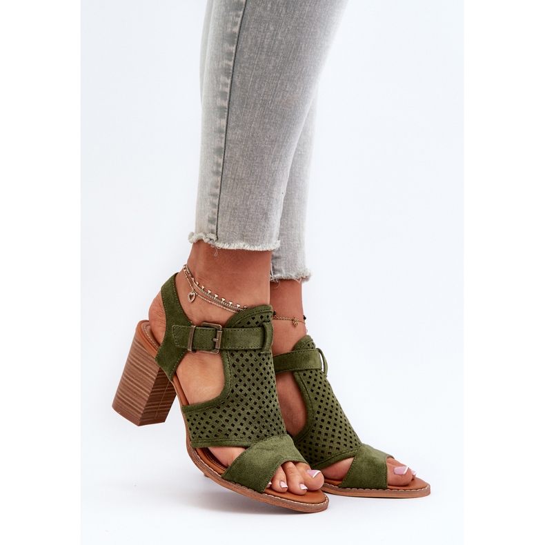 Sandalias Caladas con Tacón Alto Verde Oscuro Hey Lover 2