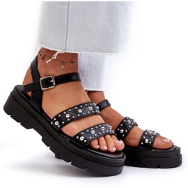 Sandalias Mujer Decoradas Piel Ecológica Negro Arcida 8