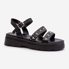 Sandalias Mujer Decoradas Piel Ecológica Negro Arcida 1