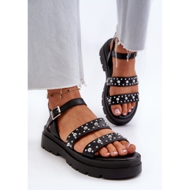 Sandalias Mujer Decoradas Piel Ecológica Negro Arcida 4