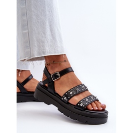 Sandalias Mujer Decoradas Piel Ecológica Negro Arcida 5
