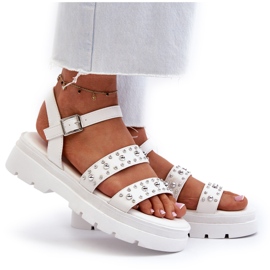 Sandalias Mujer Decoradas Piel Ecológica Blanco Arcida 10