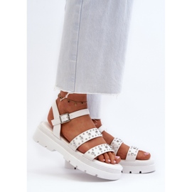 Sandalias Mujer Decoradas Piel Ecológica Blanco Arcida 3