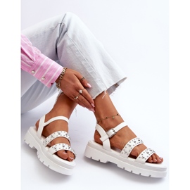 Sandalias Mujer Decoradas Piel Ecológica Blanco Arcida 9