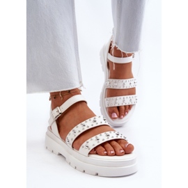 Sandalias Mujer Decoradas Piel Ecológica Blanco Arcida 5