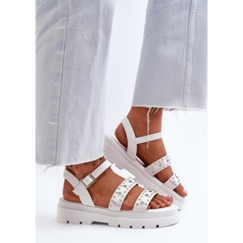 Sandalias Mujer Decoradas Piel Ecológica Blanco Arcida 6