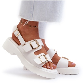 Sandalias Mujer Con Hebillas Piel Ecológica Blanco Konanttia 8