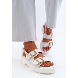 Sandalias Mujer Con Hebillas Piel Ecológica Blanco Konanttia 4