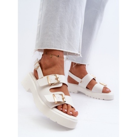 Sandalias Mujer Con Hebillas Piel Ecológica Blanco Konanttia 3