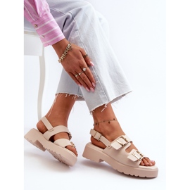 Sandalias Mujer Con Hebillas Piel Ecológica Beige Konanttia 7