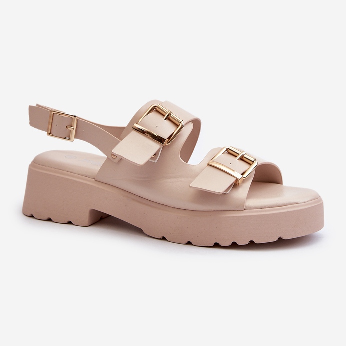 Sandalias Mujer Con Hebillas Piel Ecológica Beige Konanttia 1