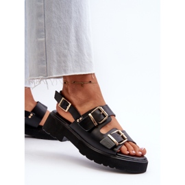 Sandalias Mujer Con Hebillas Piel Ecológica Negro Konanttia 5